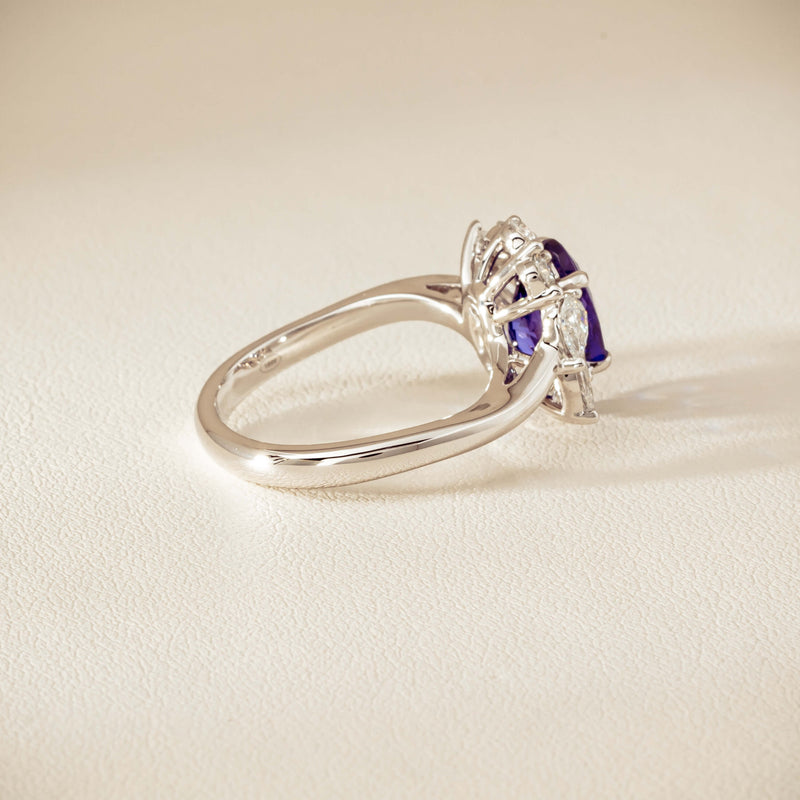 18ct White Gold 2.74ct Tanzanite & Diamond Seraphine Ring - Ring - Walker & Hall