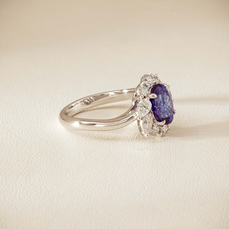 18ct White Gold 2.74ct Tanzanite & Diamond Seraphine Ring - Ring - Walker & Hall