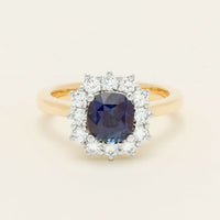 18ct Yellow Gold 2.00ct Sapphire & Diamond Belle Ring - Ring - Walker & Hall