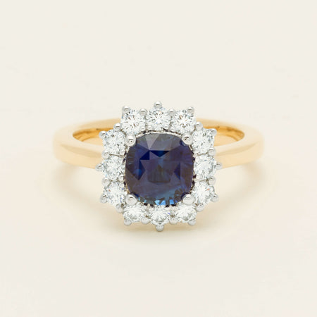 18ct Yellow Gold 2.00ct Sapphire & Diamond Belle Ring - Ring - Walker & Hall