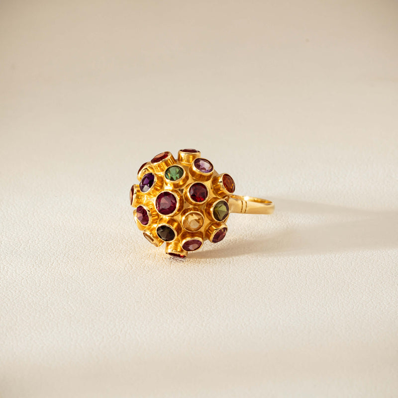 Vintage 18ct Yellow Gold Gem-Set Sputnik Ring - Ring - Walker & Hall