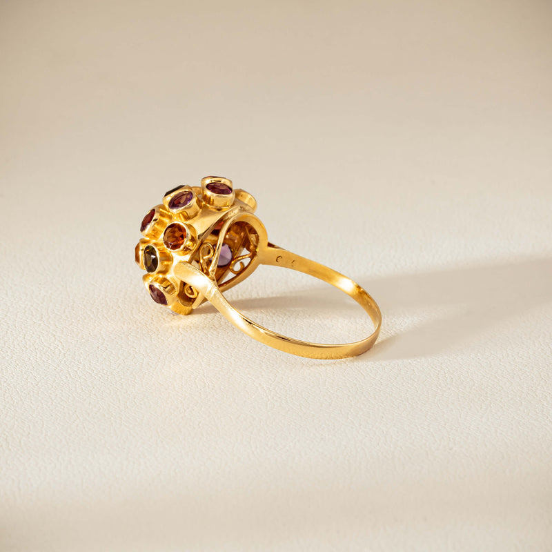 Vintage 18ct Yellow Gold Gem-Set Sputnik Ring - Ring - Walker & Hall