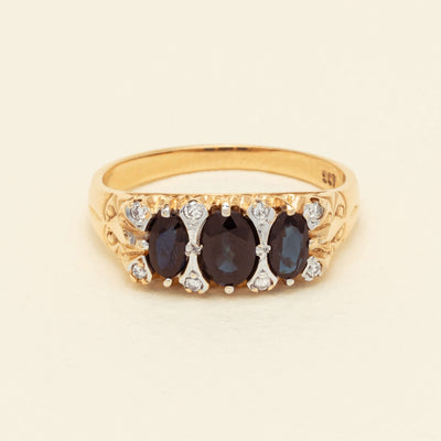 Deja Vu 9ct Yellow Gold 1.00ct Sapphire & Diamond Ring - Ring - Walker & Hall