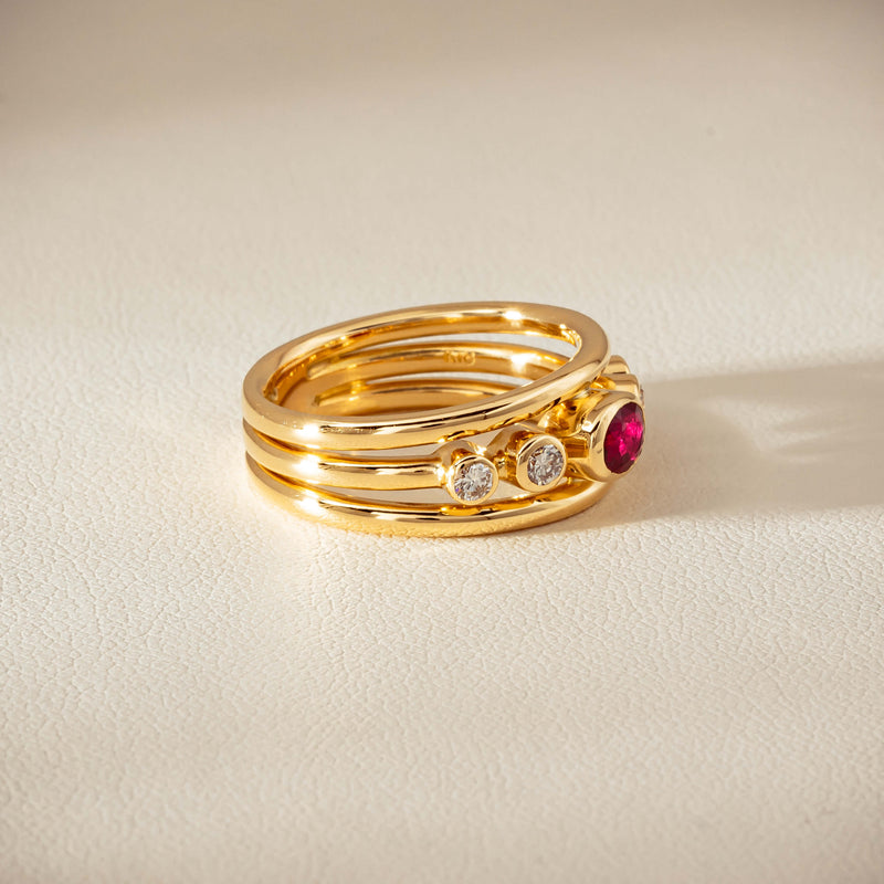 Deja Vu 18ct Yellow Gold .50ct Ruby & Diamond Ring