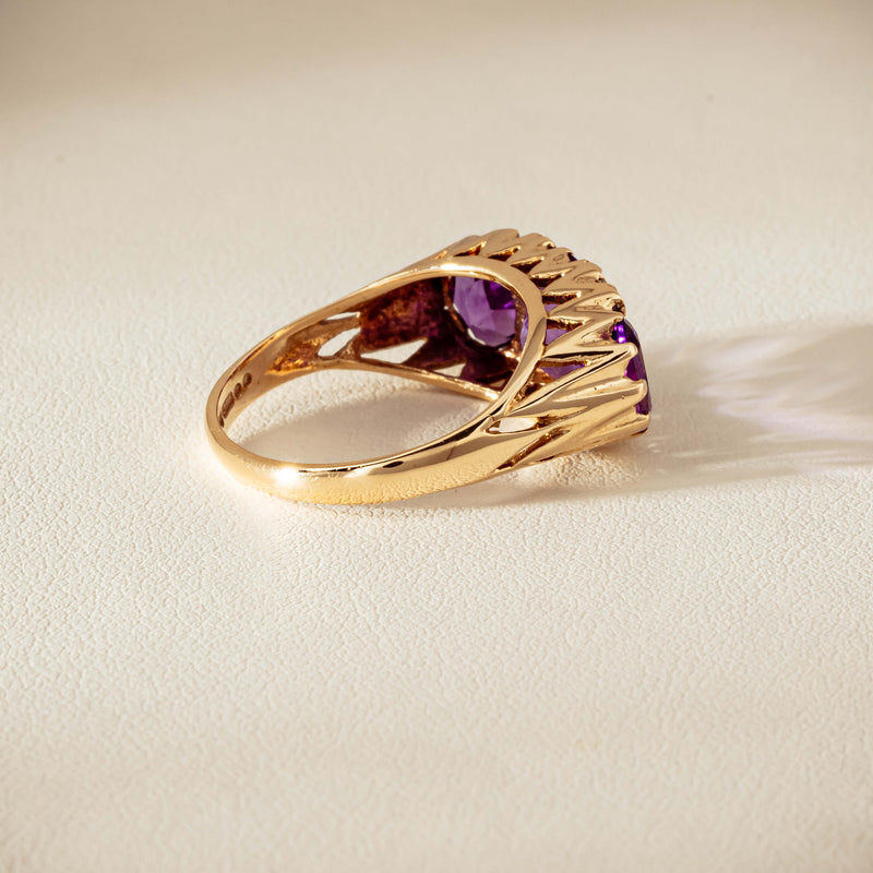 Deja Vu 9ct Gold Amethyst & Diamond Ring - London 1972
