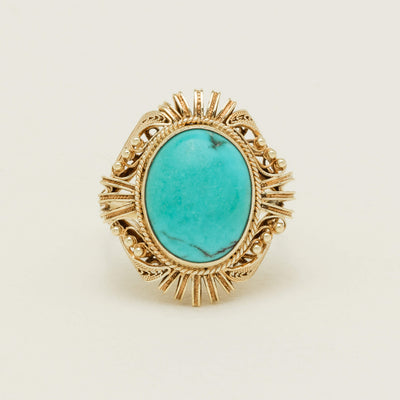 Deja Vu 14ct Yellow Gold Oval Turquoise Filigree Ring