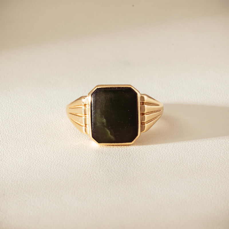 Deja Vu 9ct Yellow Gold Octagonal Greenstone Ring - Ring - Walker & Hall
