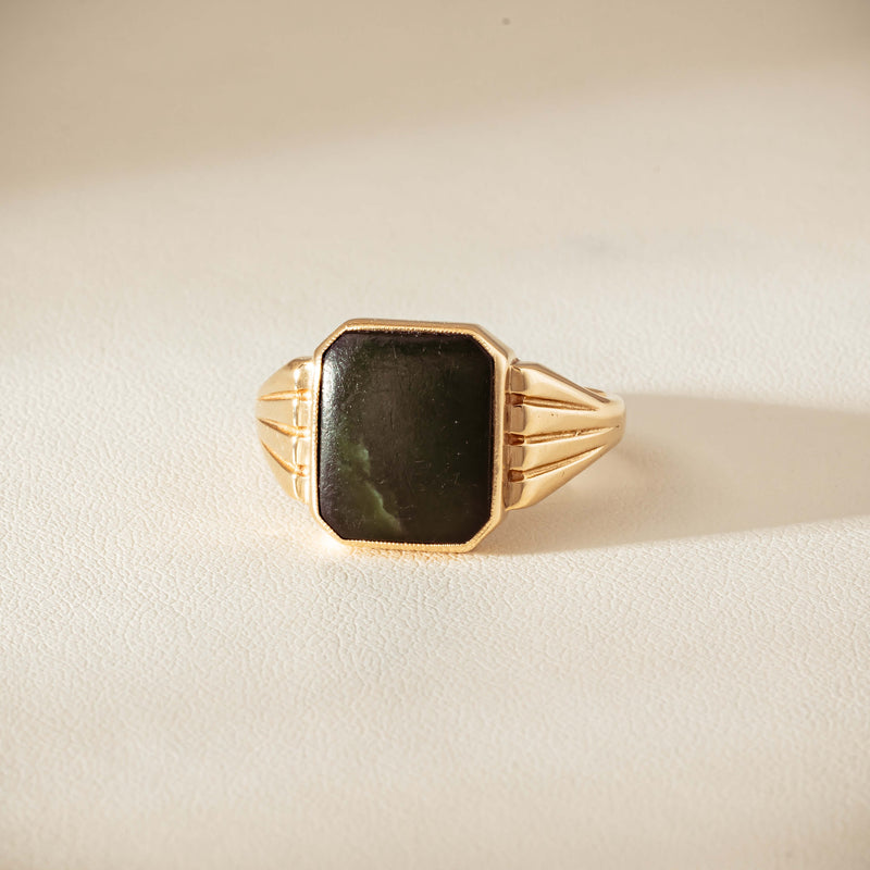 Deja Vu 9ct Yellow Gold Octagonal Greenstone Ring - Ring - Walker & Hall