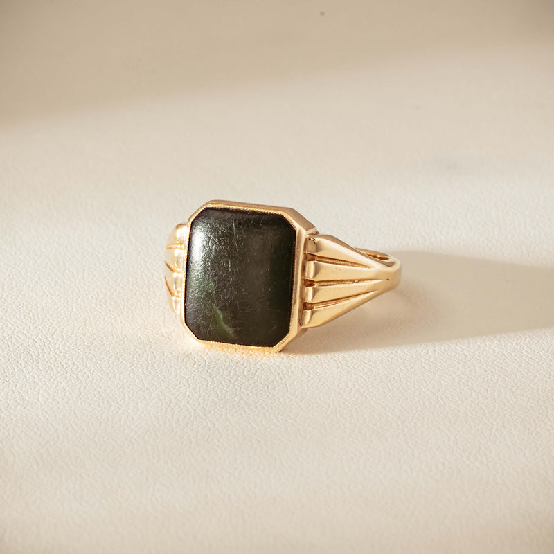 Deja Vu 9ct Yellow Gold Octagonal Greenstone Ring - Ring - Walker & Hall