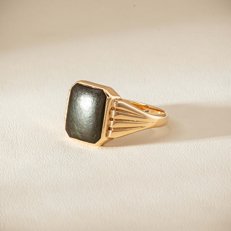 Deja Vu 9ct Yellow Gold Octagonal Greenstone Ring - Ring - Walker & Hall