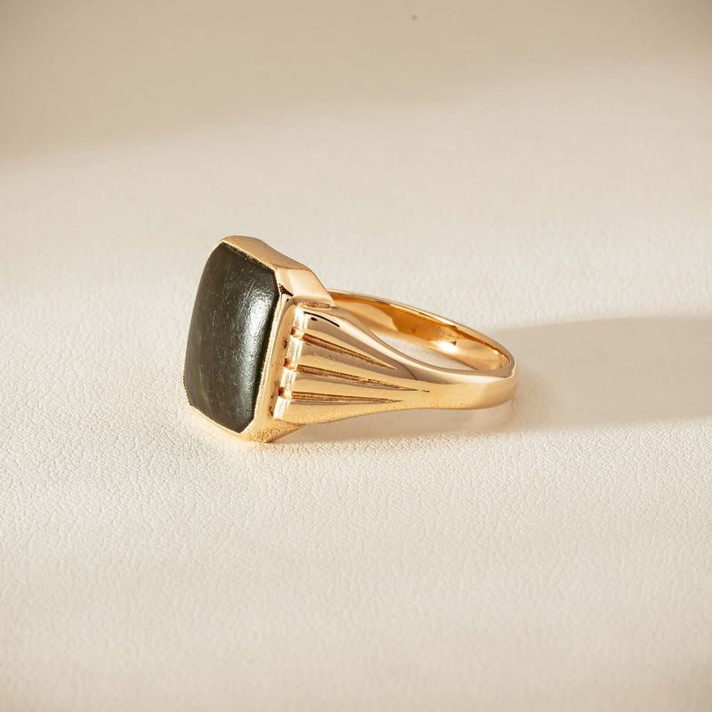 Deja Vu 9ct Yellow Gold Octagonal Greenstone Ring - Ring - Walker & Hall