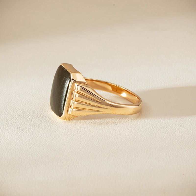 Deja Vu 9ct Yellow Gold Octagonal Greenstone Ring - Ring - Walker & Hall