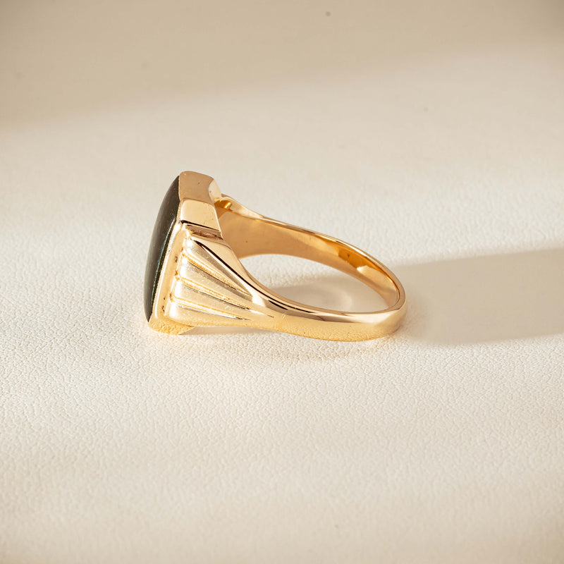 Deja Vu 9ct Yellow Gold Octagonal Greenstone Ring - Ring - Walker & Hall