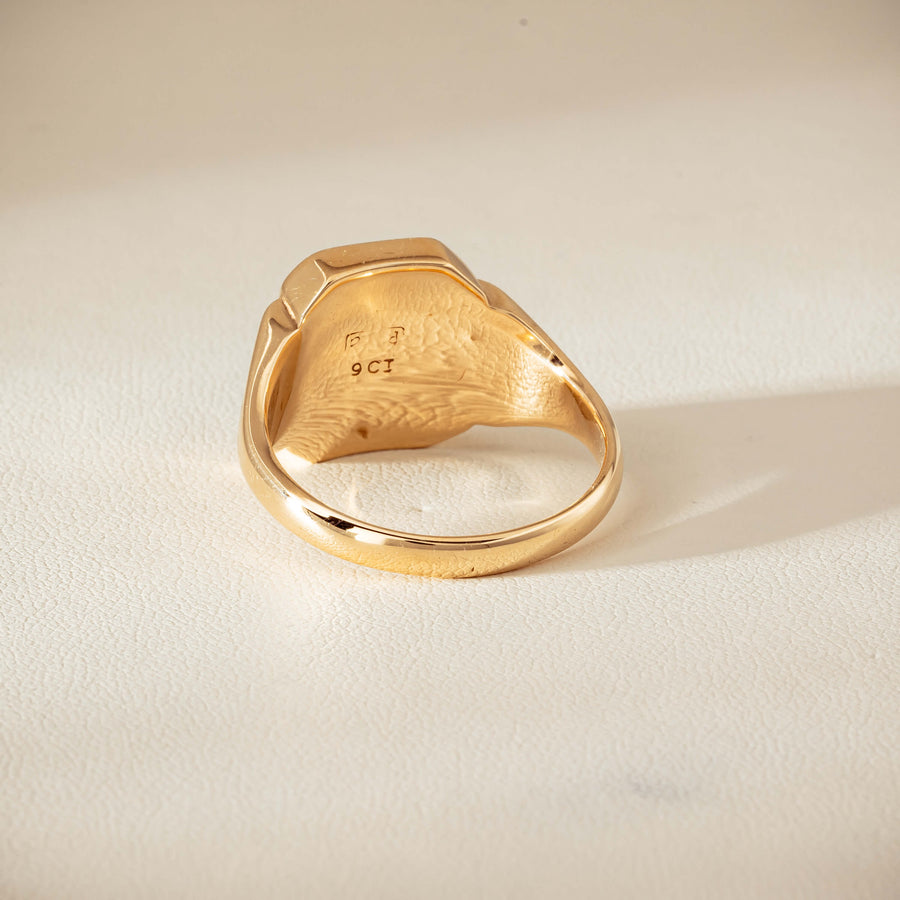 Deja Vu 9ct Yellow Gold Octagonal Greenstone Ring - Ring - Walker & Hall