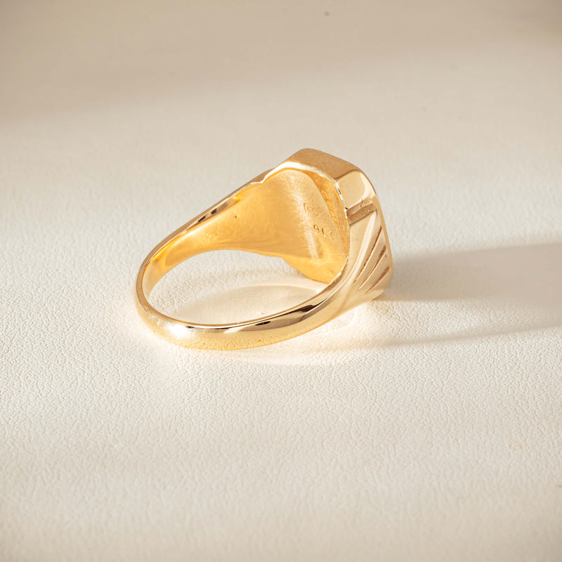 Deja Vu 9ct Yellow Gold Octagonal Greenstone Ring - Ring - Walker & Hall
