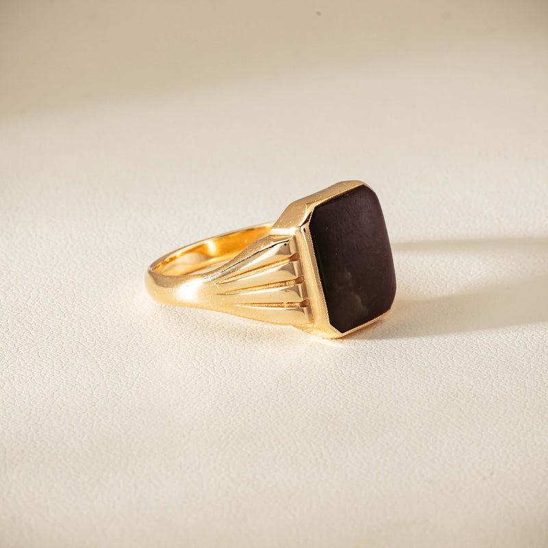 Deja Vu 9ct Yellow Gold Octagonal Greenstone Ring - Ring - Walker & Hall