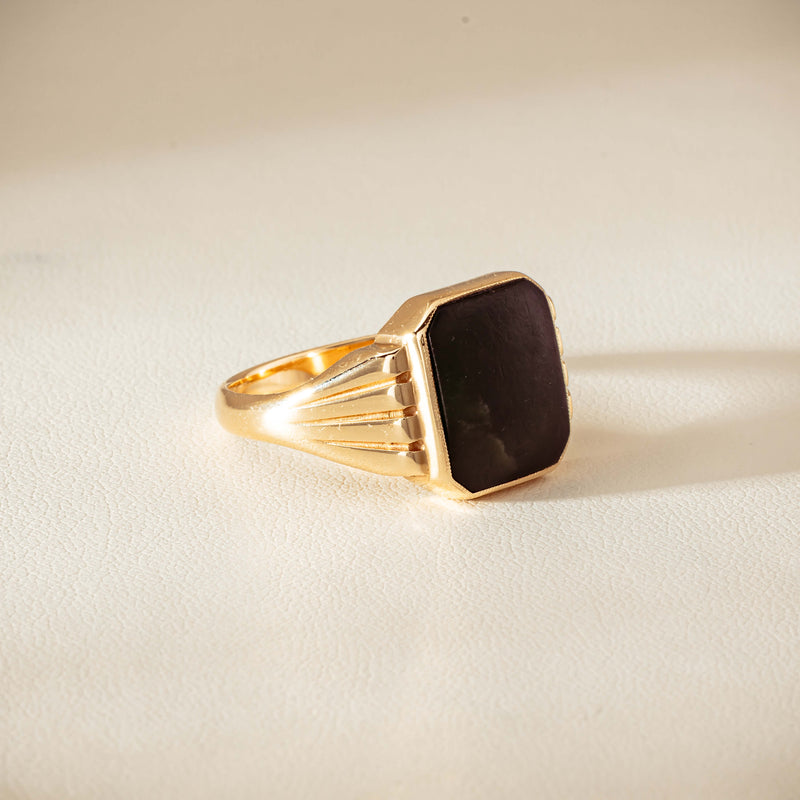 Deja Vu 9ct Yellow Gold Octagonal Greenstone Ring - Ring - Walker & Hall