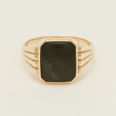 Deja Vu 9ct Yellow Gold Octagonal Greenstone Ring - Ring - Walker & Hall