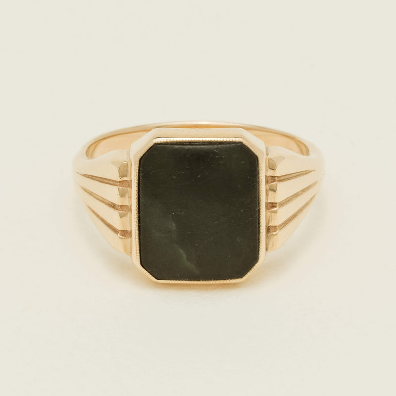 Deja Vu 9ct Yellow Gold Octagonal Greenstone Ring - Ring - Walker & Hall