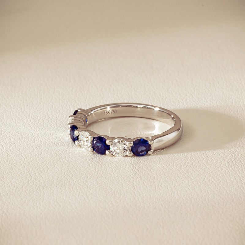 18ct White Gold .70ct Sapphire & Diamond Panorama Ring