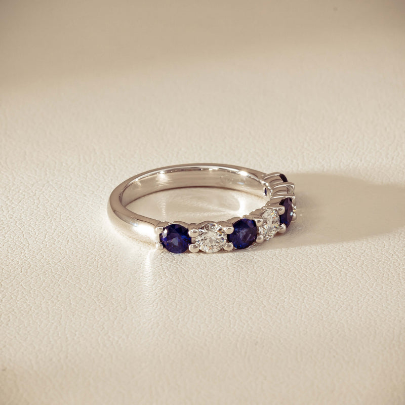 18ct White Gold .70ct Sapphire & Diamond Panorama Ring