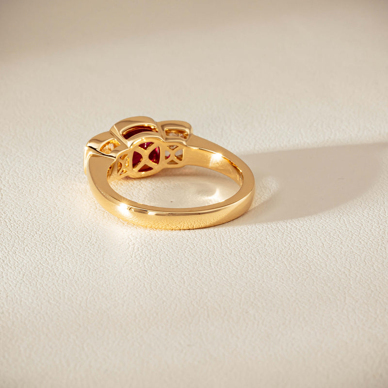 18ct Yellow Gold 1.52ct Ruby & Diamond Rubover-Set Ring