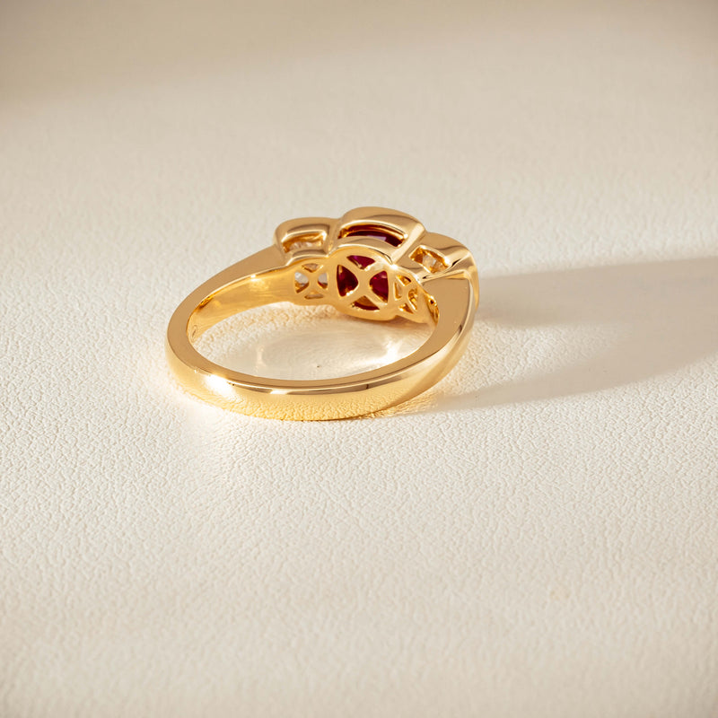 18ct Yellow Gold 1.52ct Ruby & Diamond Rubover-Set Ring