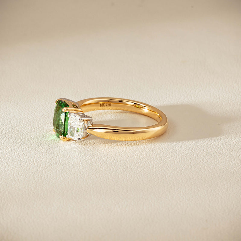 18ct Yellow Gold 2.01ct Tsavorite & Diamond Odyssey Ring