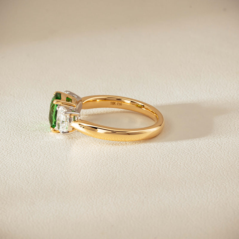 18ct Yellow Gold 2.01ct Tsavorite & Diamond Odyssey Ring