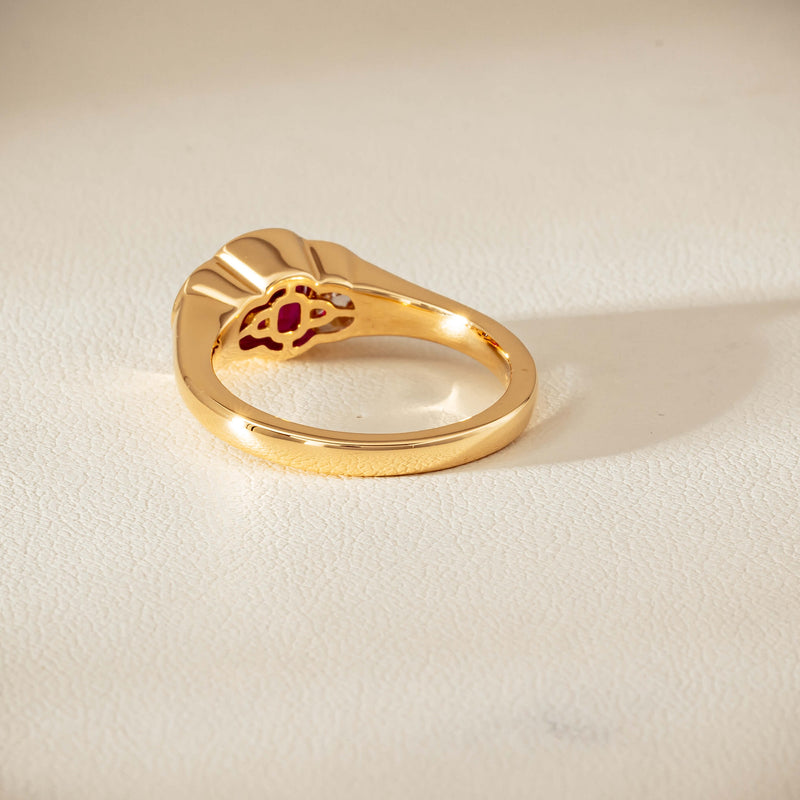 18ct Yellow Gold 1.46ct Ruby & Diamond Rubover-Set Ring