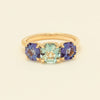 18ct Yellow Gold Aquamarine & Tanzanite Three Stone Octavia Ring - Ring - Walker & Hall