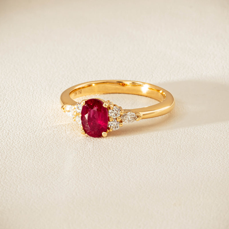18ct Yellow Gold 1.10ct Ruby & Diamond Oriana Ring