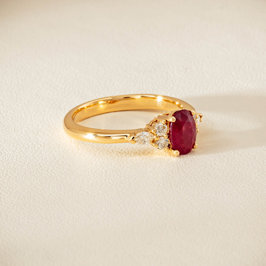 18ct Yellow Gold 1.10ct Ruby & Diamond Oriana Ring