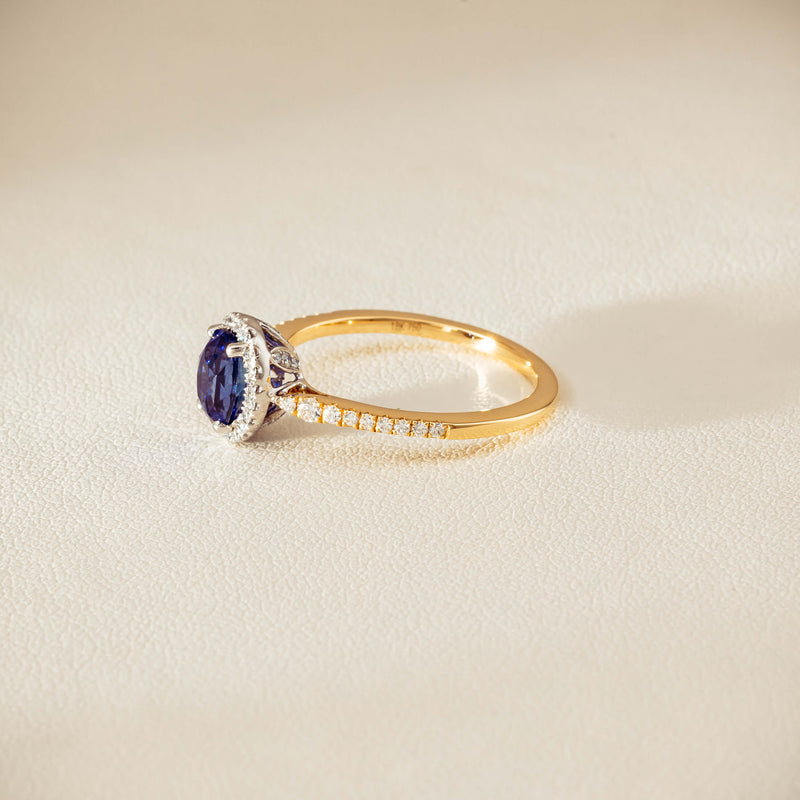 18ct Yellow Gold 1.45ct Sapphire Diamond Mini Sierra Ring
