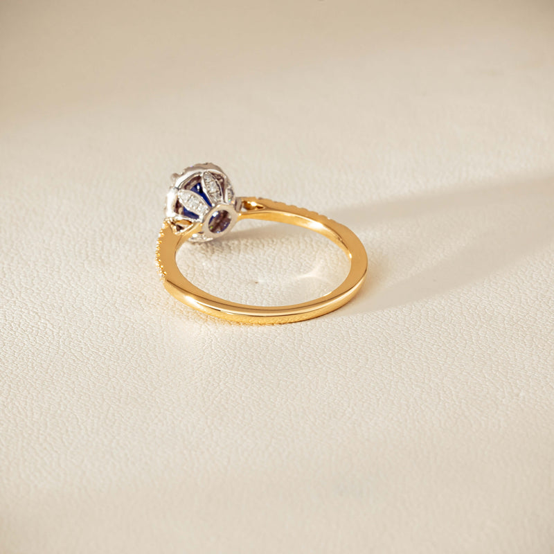 18ct Yellow Gold 1.45ct Sapphire Diamond Mini Sierra Ring