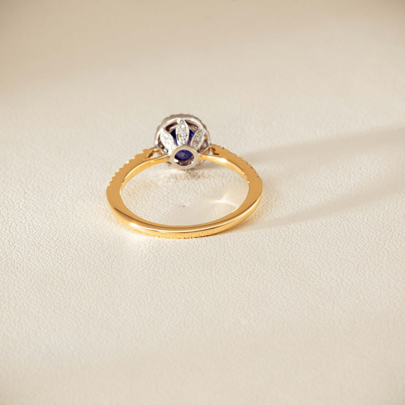 18ct Yellow Gold 1.45ct Sapphire Diamond Mini Sierra Ring