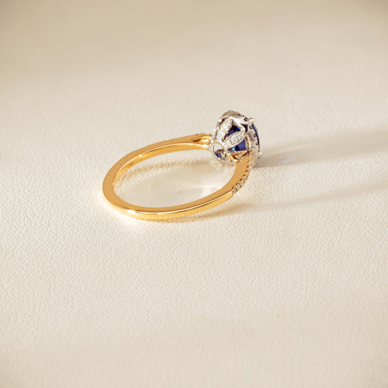 18ct Yellow Gold 1.45ct Sapphire Diamond Mini Sierra Ring