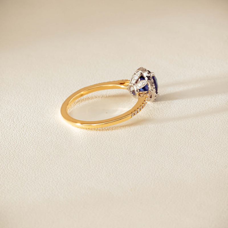 18ct Yellow Gold 1.45ct Sapphire Diamond Mini Sierra Ring