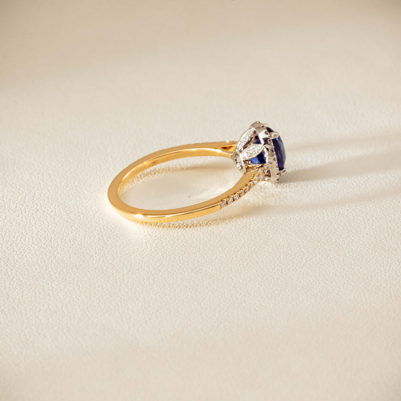 18ct Yellow Gold 1.45ct Sapphire Diamond Mini Sierra Ring