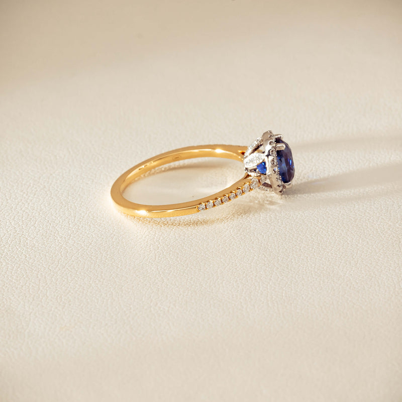 18ct Yellow Gold 1.45ct Sapphire Diamond Mini Sierra Ring