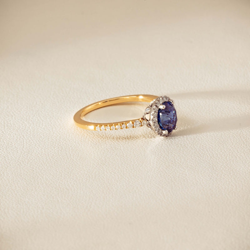 18ct Yellow Gold 1.45ct Sapphire Diamond Mini Sierra Ring