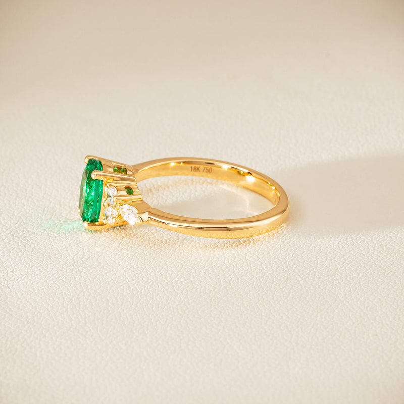 18ct Yellow Gold 1.29ct Emerald & Diamond Oriana Ring
