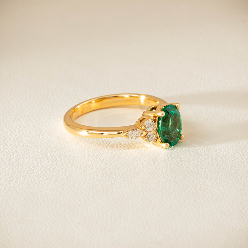 18ct Yellow Gold 1.29ct Emerald & Diamond Oriana Ring