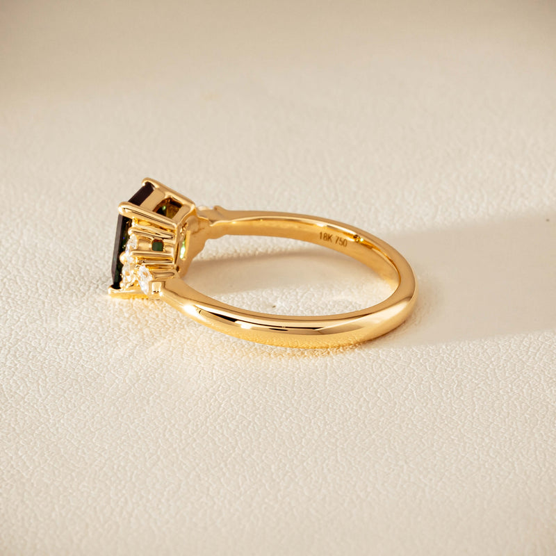 18ct Yellow Gold 1.36ct Green Tourmaline & Diamond Oriana Ring - Ring - Walker & Hall