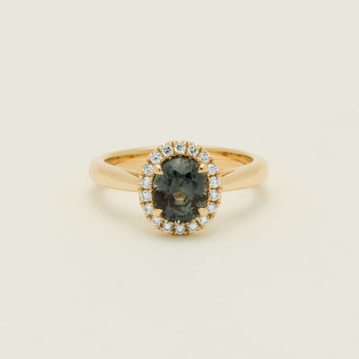 18ct Yellow Gold 2.03ct Green Sapphire & Diamond Nina Ring