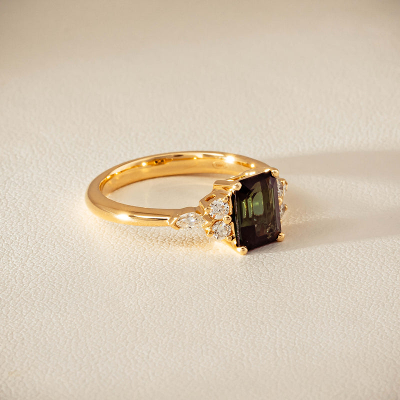 18ct Yellow Gold 1.36ct Green Tourmaline & Diamond Oriana Ring - Ring - Walker & Hall