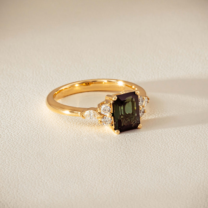 18ct Yellow Gold 1.36ct Green Tourmaline & Diamond Oriana Ring - Ring - Walker & Hall