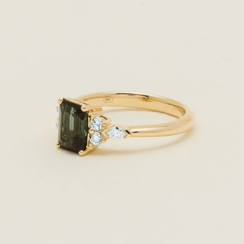 18ct Yellow Gold 1.36ct Green Tourmaline & Diamond Oriana Ring - Ring - Walker & Hall