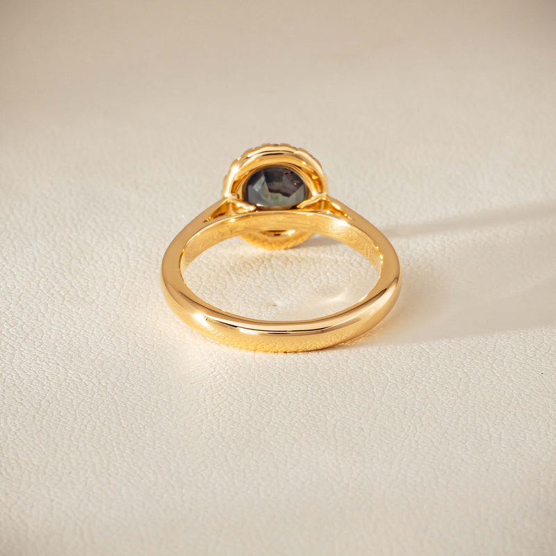 18ct Yellow Gold 2.03ct Green Sapphire & Diamond Nina Ring