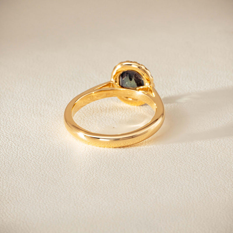 18ct Yellow Gold 2.03ct Green Sapphire & Diamond Nina Ring